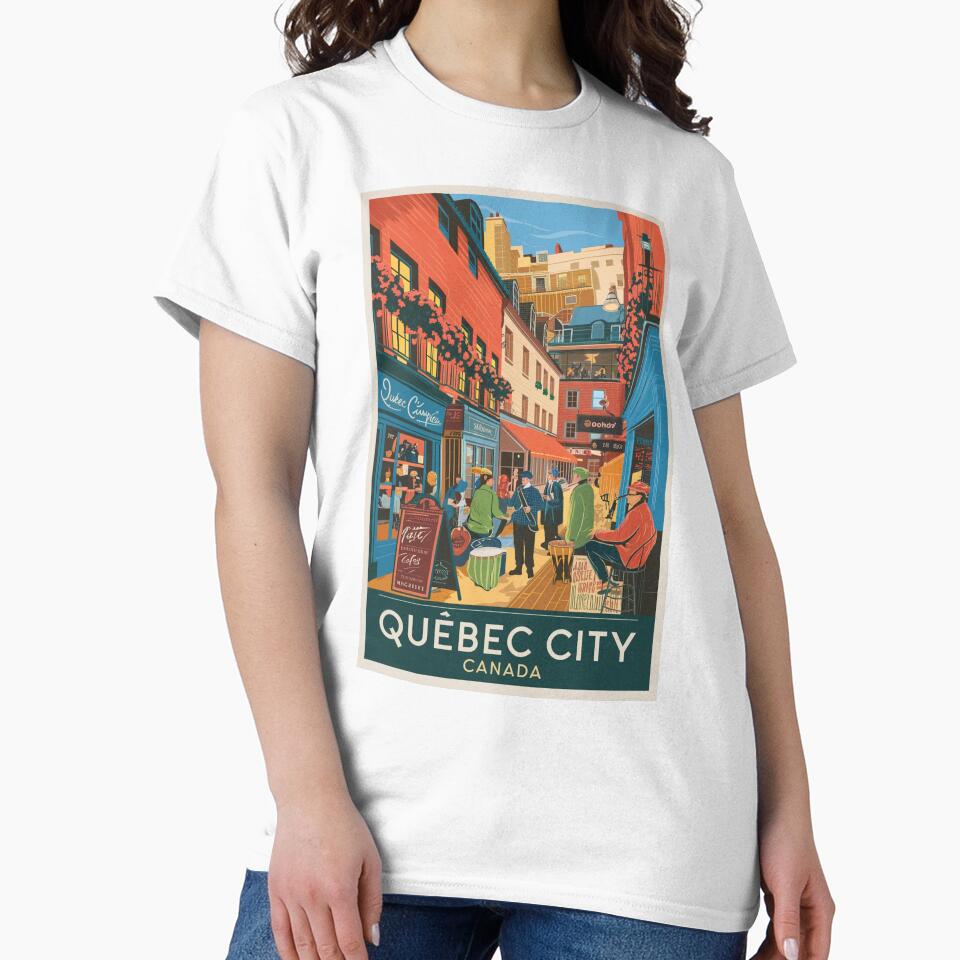 Quebec Vintage Travel Poster by TravelerRat Unisex , , , Long Sleeve Tee