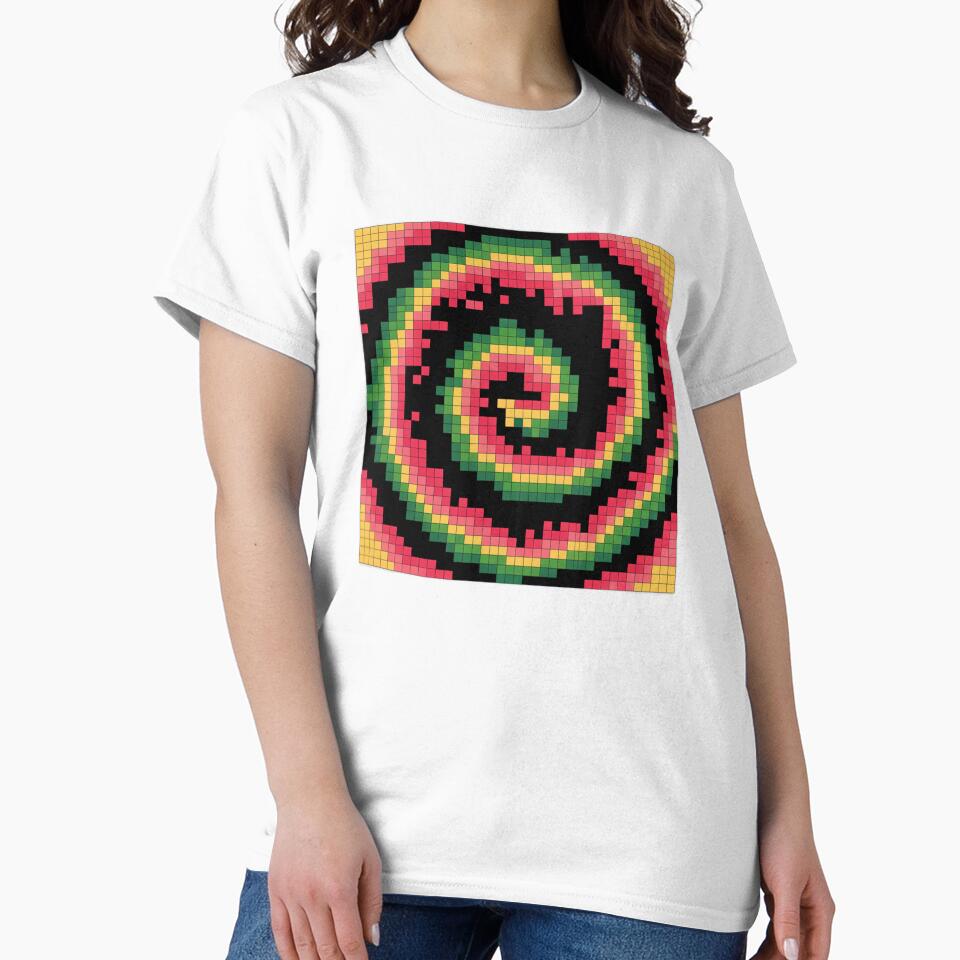 Retro Pixel Art Swirling Tie Dye Pattern by Bloomkept
