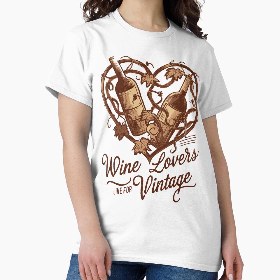 Wine Lovers Live For Vintage by WineandWear Unisex , , , Long Sleeve Tee
