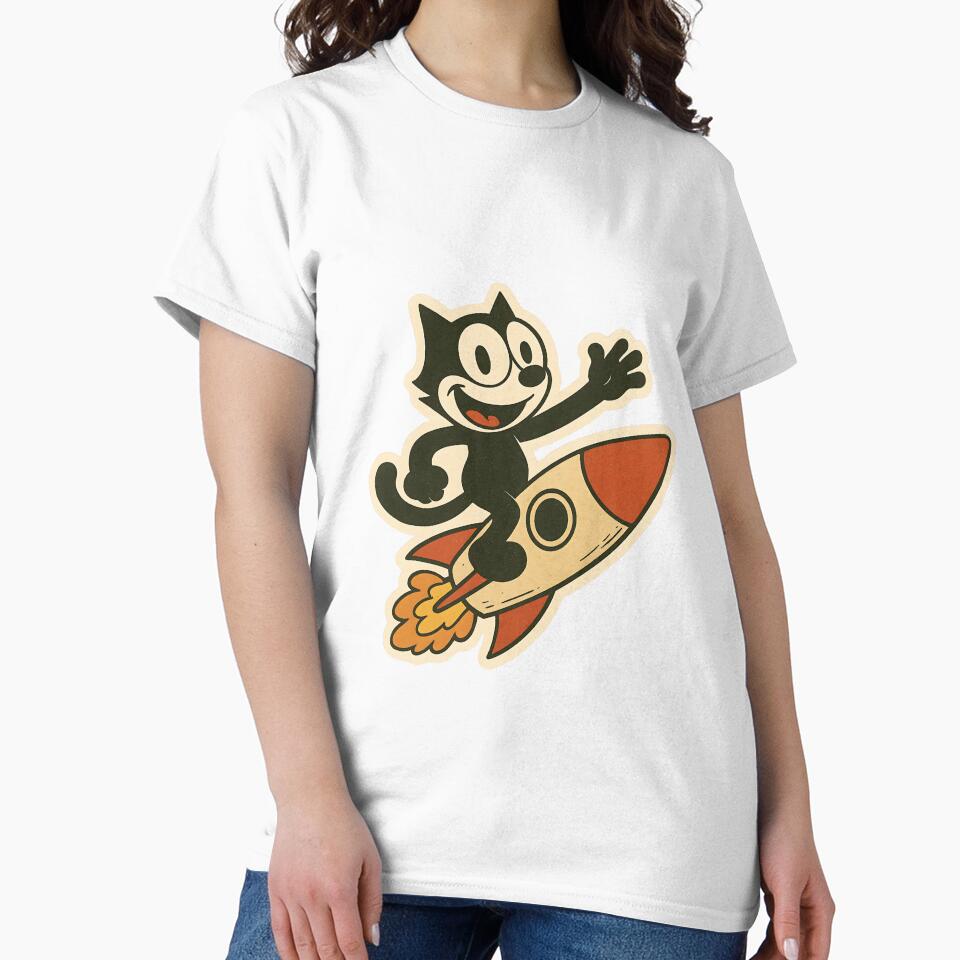 FELIX CAT RIDING A ROCKET VINTAGE by infinitearte Unisex , , , Long Sleeve Tee