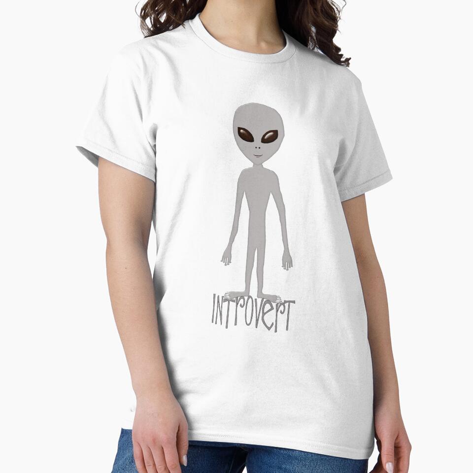 The Elusive Grey Alien is an Introvert by Amy Hadden Unisex , , , Long Sleeve Tee