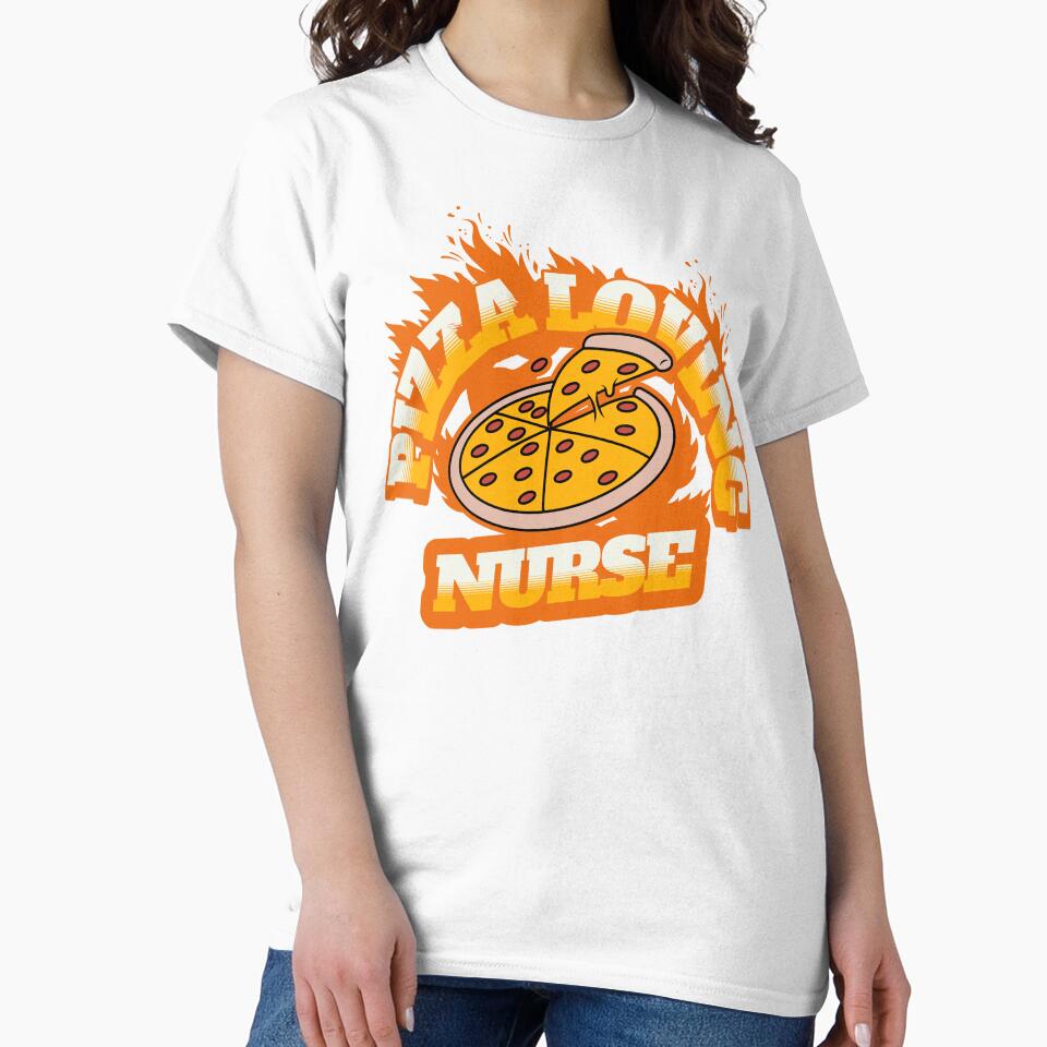 Pizza Loving Nurse by NuttySqueaky Unisex , , , Long Sleeve Tee