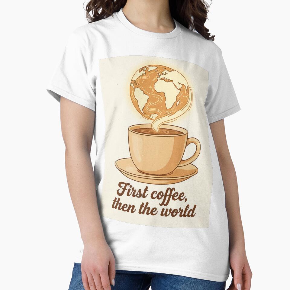 First Coffee, Then the World – Coffee Lovers Design by thecoachpotato Unisex , , , Long Sleeve Tee