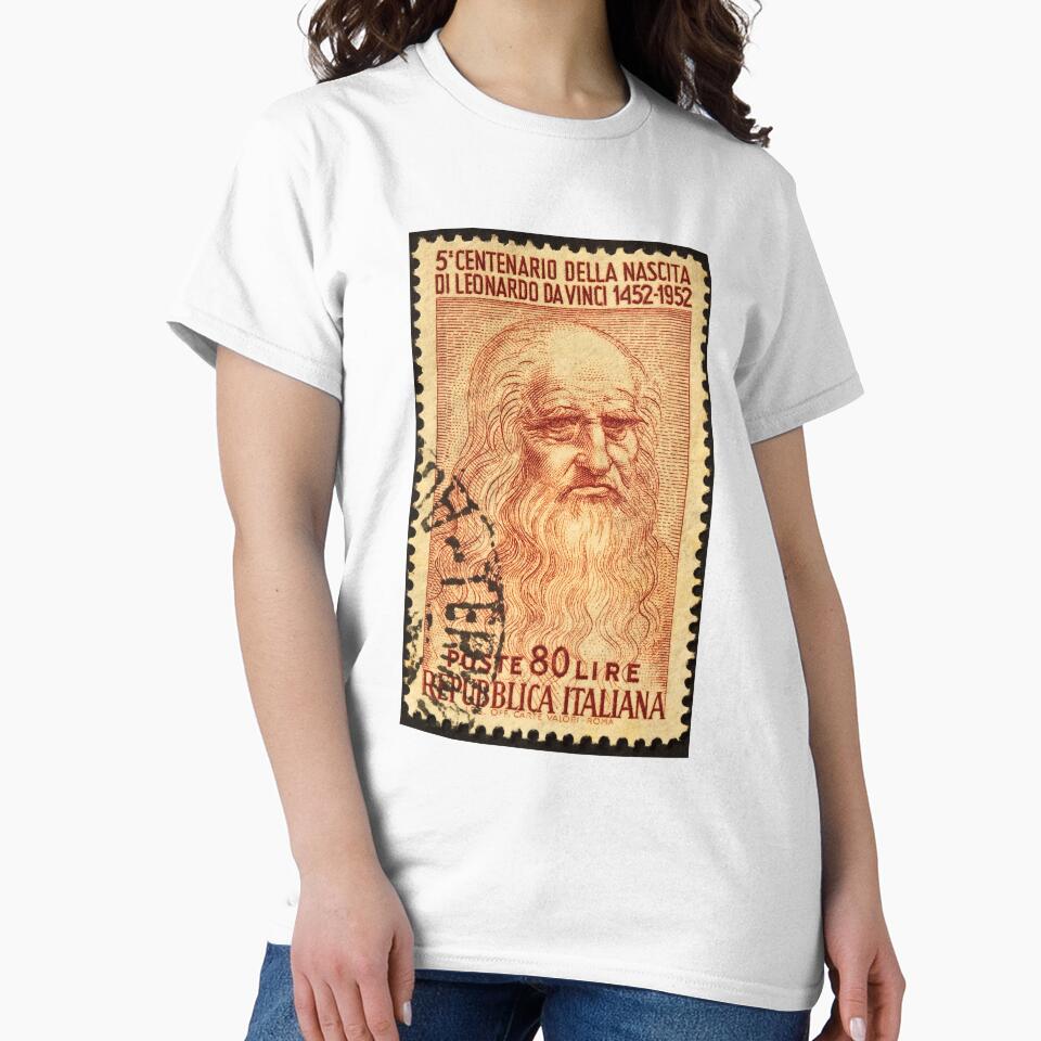 Leonardo Da Vinci Stamp Print Logo by BLTD.Global Revolution Unisex , , , Long Sleeve Tee