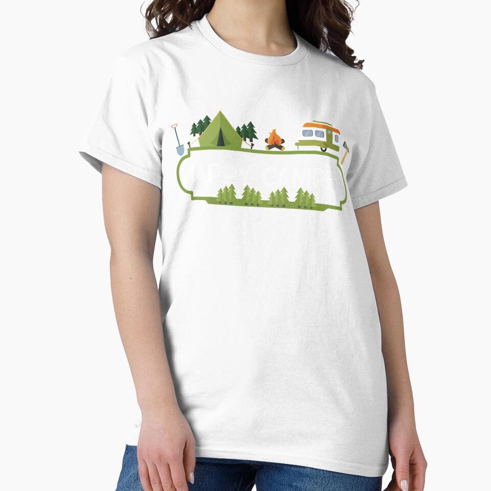 Happy Camper Camping Vintage Hobby Novelty by Bendthetrend Unisex , , , Long Sleeve Tee