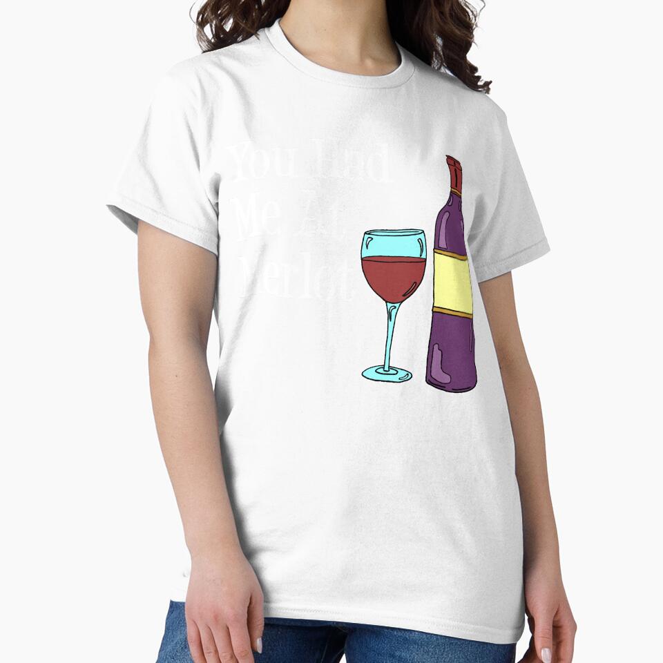 You Had Me At Merlot Wine Glass Bottle Cartoon by jaycartoonist Unisex , , , Long Sleeve Tee