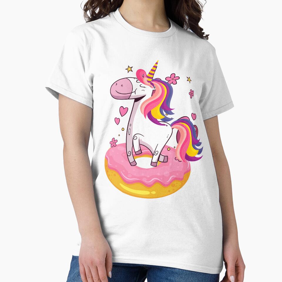 Rainbown Pastel Colors Unicorn Donut Funny Gift by chihai Unisex , , , Long Sleeve Tee