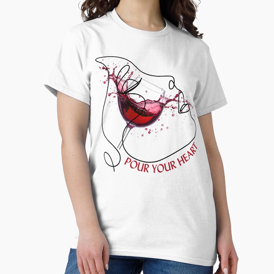 Minimalist Wine Glass Face Line Art Design by Black Signal Unisex , , , Long Sleeve Tee