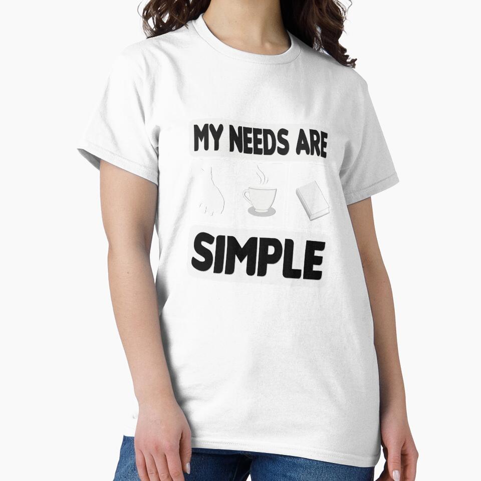 my needs are simple - Coffee Cat Books by Docartdesign Unisex , , , Long Sleeve Tee