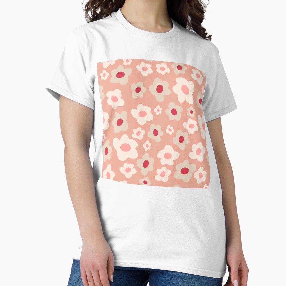 Retro Floral Surface Pattern Cantaloupe & Pink by scorpiolane