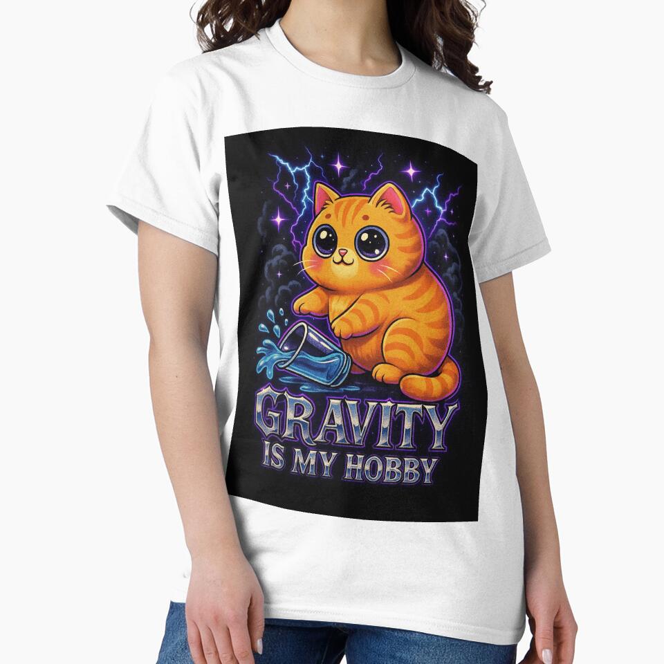 Kawaii Chaos Cat – Gravity Is My Hobby by catastrocat Unisex , , , Long Sleeve Tee