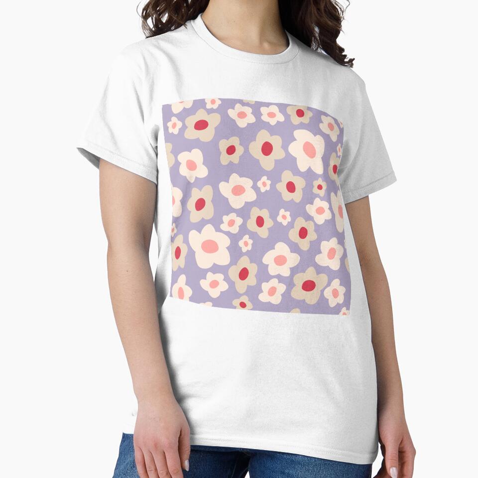 Retro Floral Surface Pattern Purple & Pink by scorpiolane