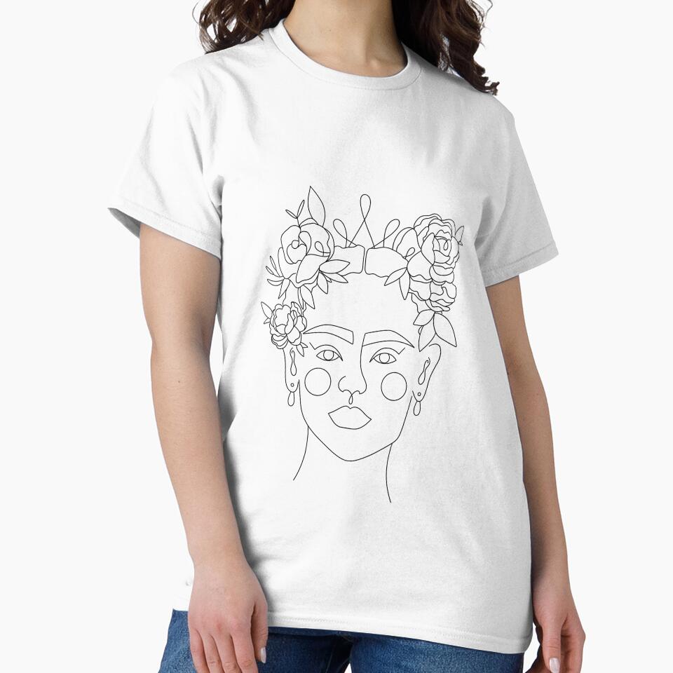 Frida Kahlo Inspired Floral Line Art by Cosmic  Crafts