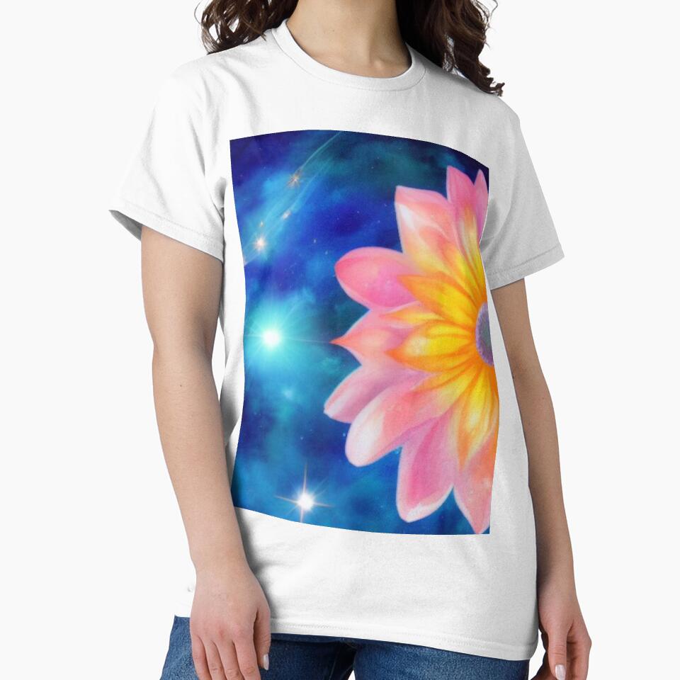 Soft Floral Starry Sky Watercolor No 6 by BassHeadMomma Unisex , , , Long Sleeve Tee