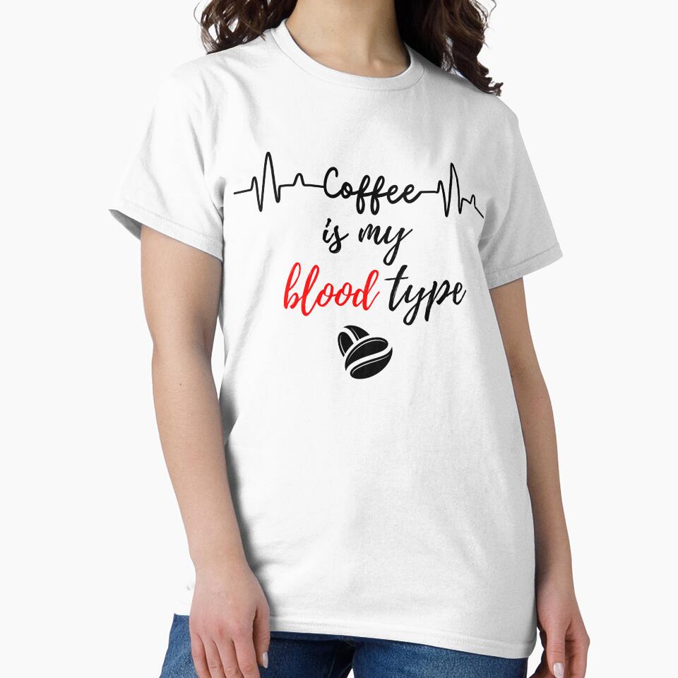 My blood type is coffee by GediaPrints Unisex , , , Long Sleeve Tee