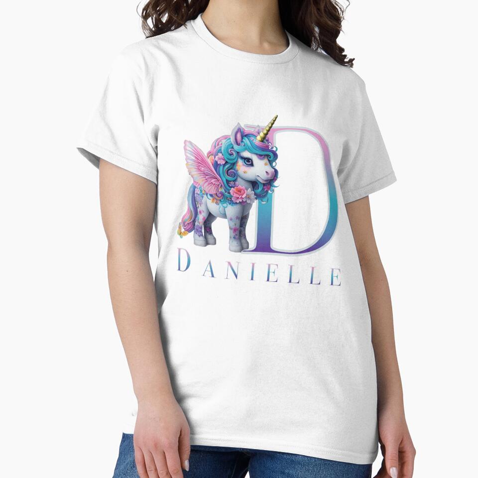 Danielle name with a cute unicorn by Lubellebubble20 Unisex , , , Long Sleeve Tee