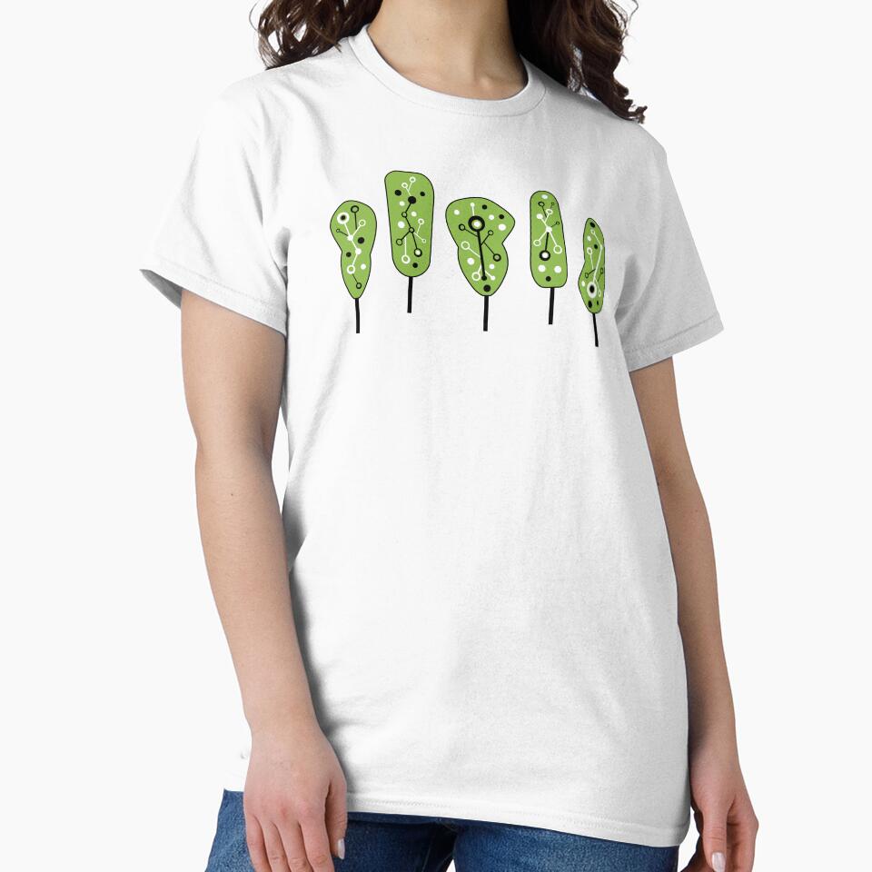 Mid Century Modern Trees // Version 2 // Green, Black and White by Elsy's Art