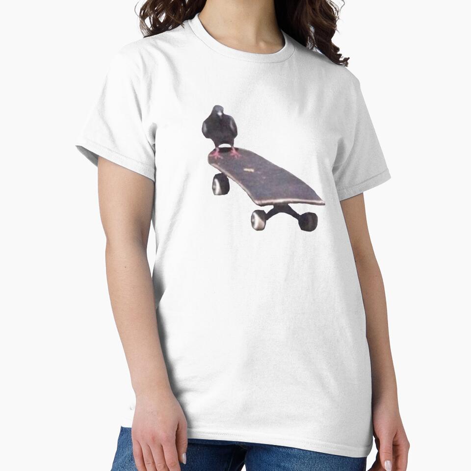 pigeon on a skateboard meme by jennachristen Unisex , , , Long Sleeve Tee