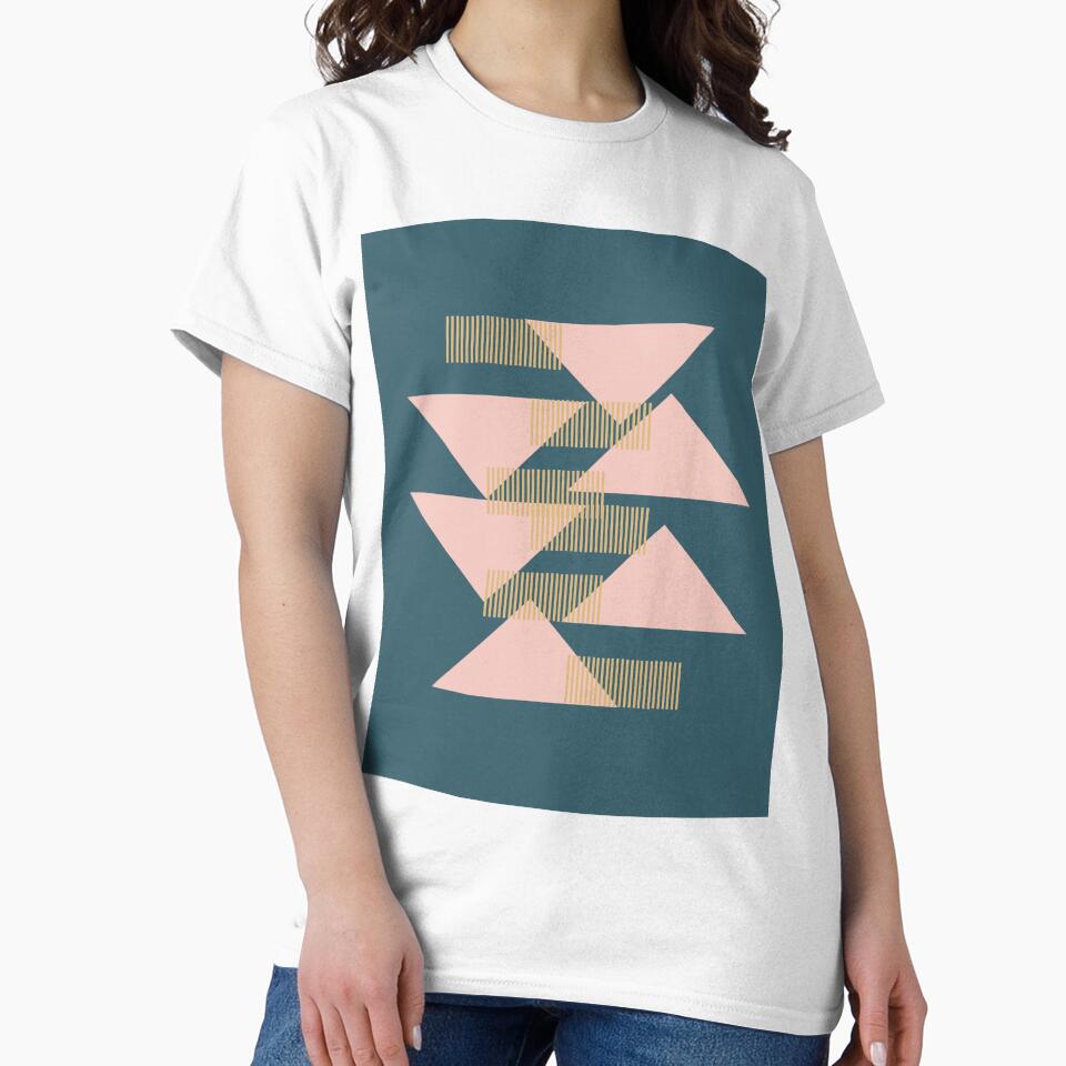 Geometric Shapes in Mustard Teal and Blush Pink by JuneJournal