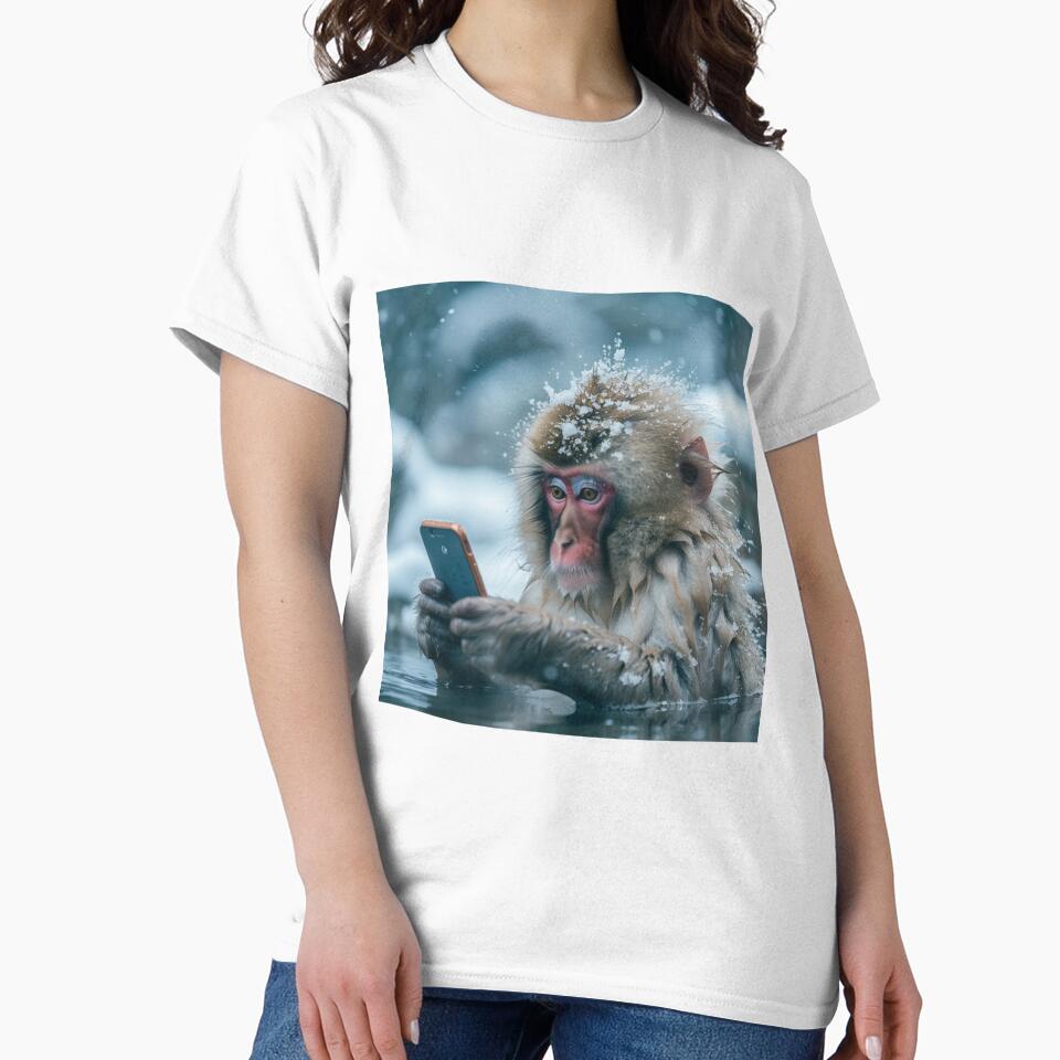 Snow monkey meme, mobile phone addiction by sereneprint Unisex , , , Long Sleeve Tee