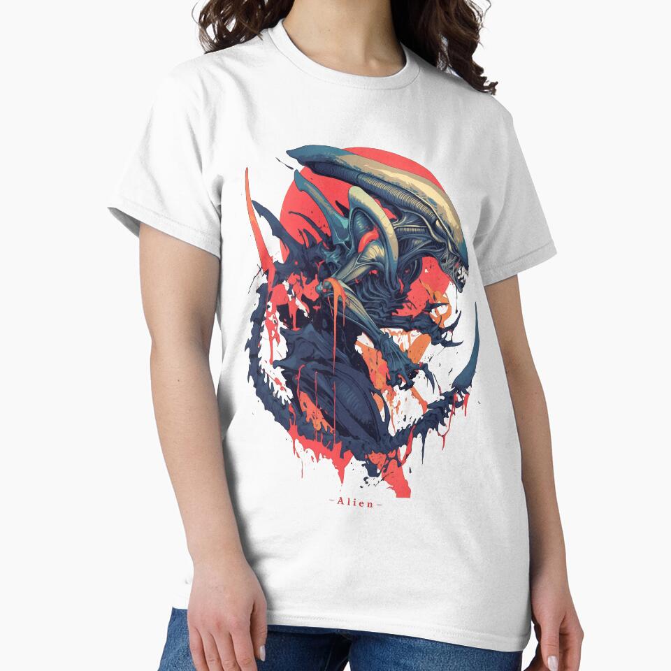 Xenomorph from Alien and Romulus by Senpaiwaves Unisex , , , Long Sleeve Tee
