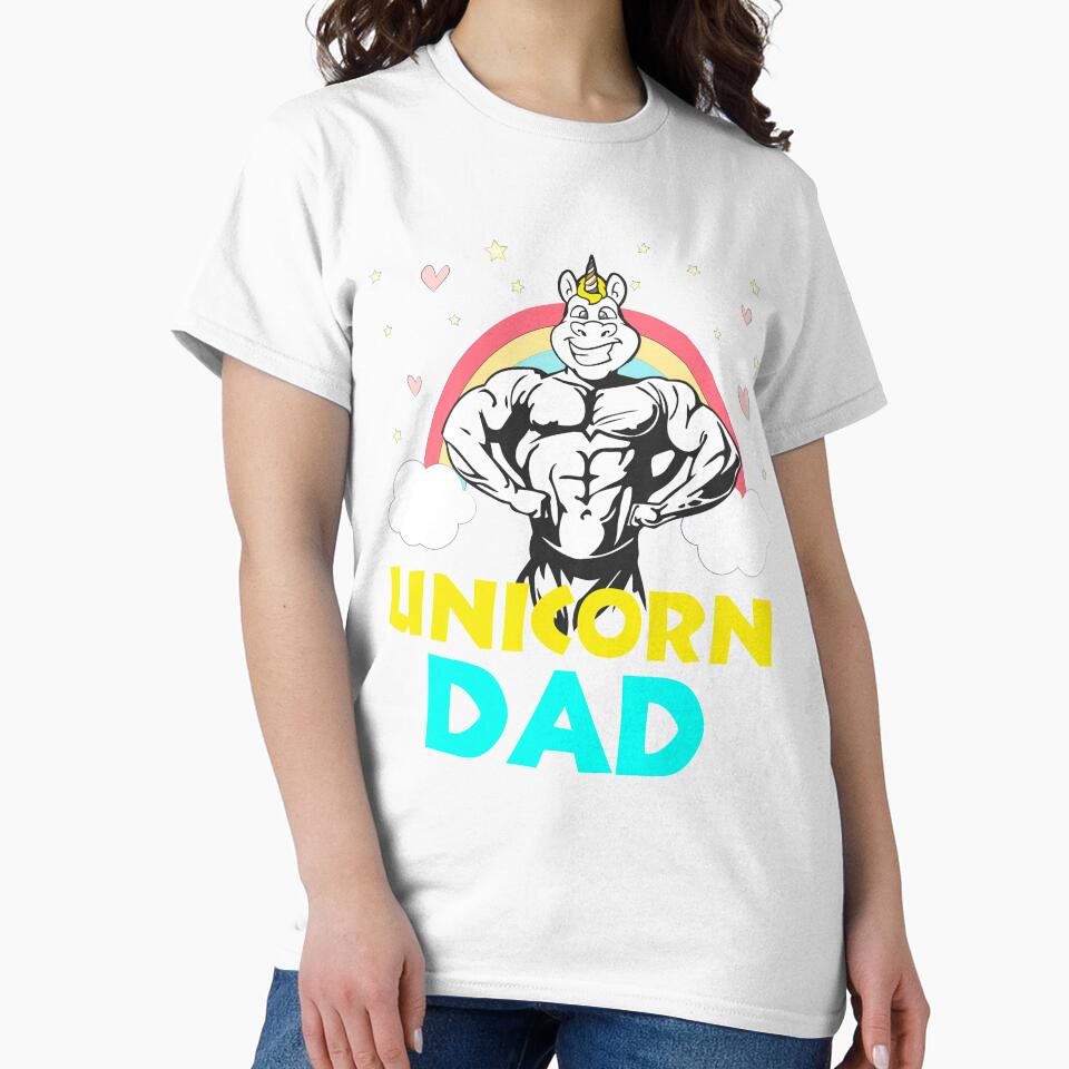 Unicorn Theme Colorful Dad Party Funny Novelty Gift Shirt by Bendthetrend Unisex , , , Long Sleeve Tee