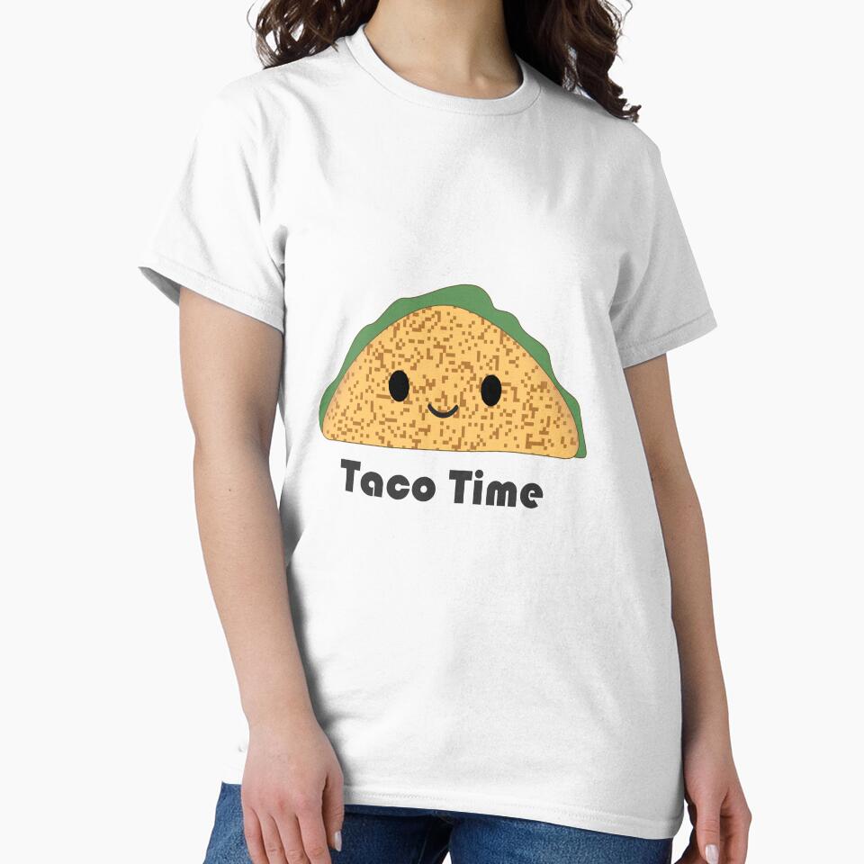 Taco Time Cute Kawaii Cartoon Taco by Hedgie Designs Unisex , , , Long Sleeve Tee
