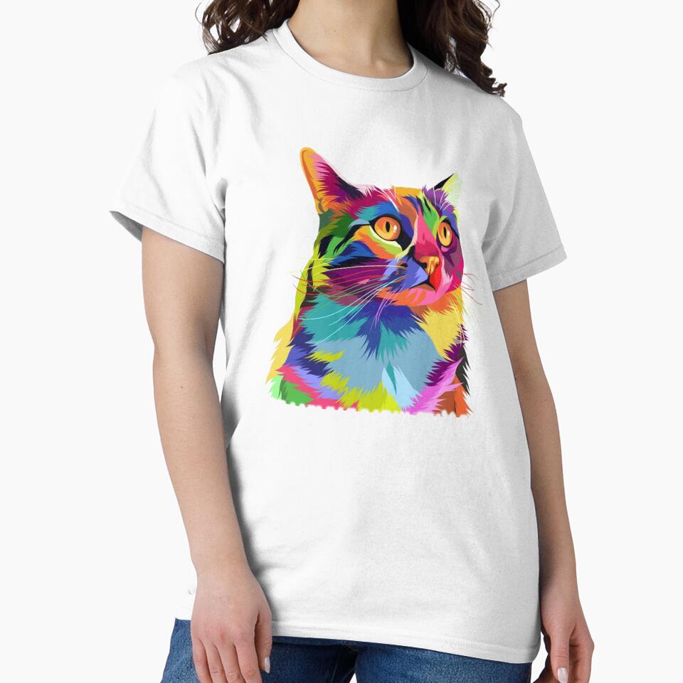 Custom Cat Pop Art - Cat Pop Art 3d by FirnandArt Unisex , , , Long Sleeve Tee