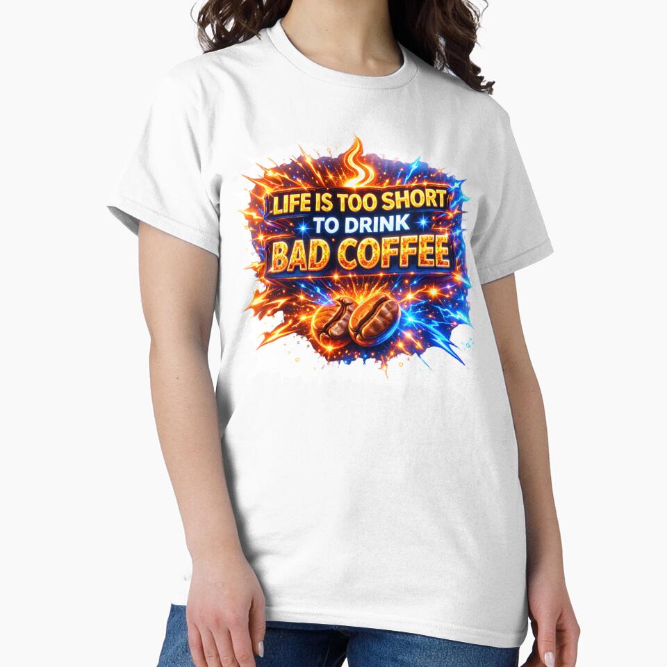 Life is Too Short to Drink Bad Coffee by Nika Art Studio Unisex , , , Long Sleeve Tee