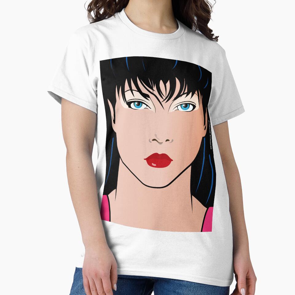 Pop Art Illustration of Beautiful Woman Amber Pop Art Girl by Frank Schuster Unisex , , , Long Sleeve Tee