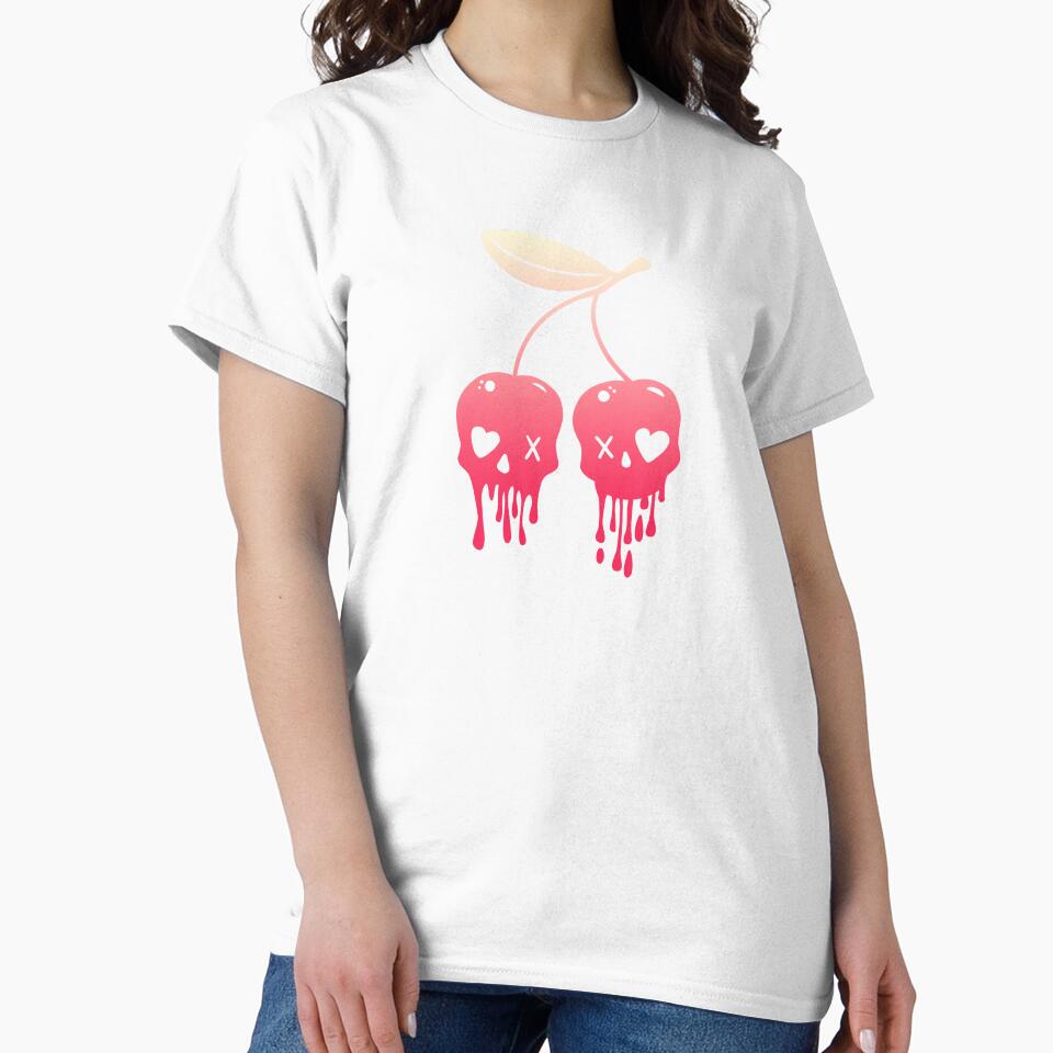 Cherries Skull Pastel Goth by Fran Fryberg Unisex , , , Long Sleeve Tee