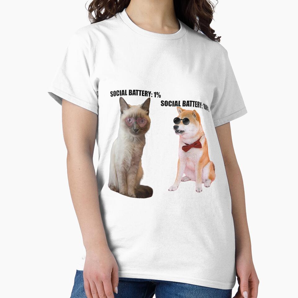 Social Battery 1% vs 100% – Funny Introvert Cat & Extrovert Dog Meme by The Grumpy Pet Club