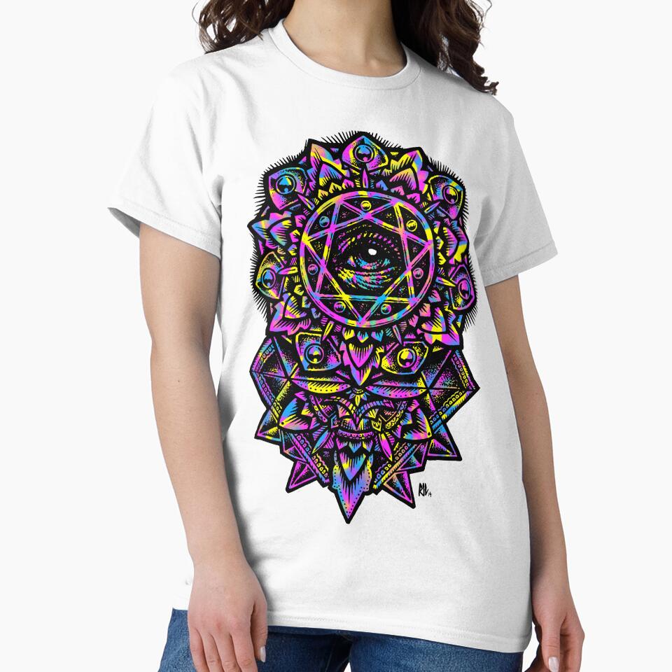 Eye of God Flower Mandala Neon by Roberto Jaras Lira