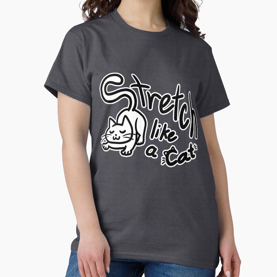 Stretch like a Cat simple black and white color by VilanCat Unisex , , , Long Sleeve Tee