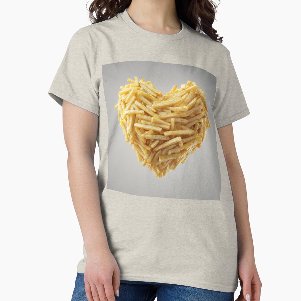 Heart Made of French Fries – Funny Fast Food Lover Design by WordPlayStudio Unisex , , , Long Sleeve Tee