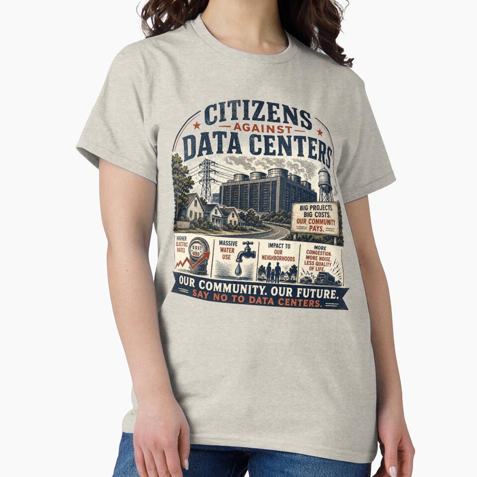 Citizens Against Data Centers - Political Meme by The Masked Designer Unisex , , , Long Sleeve Tee