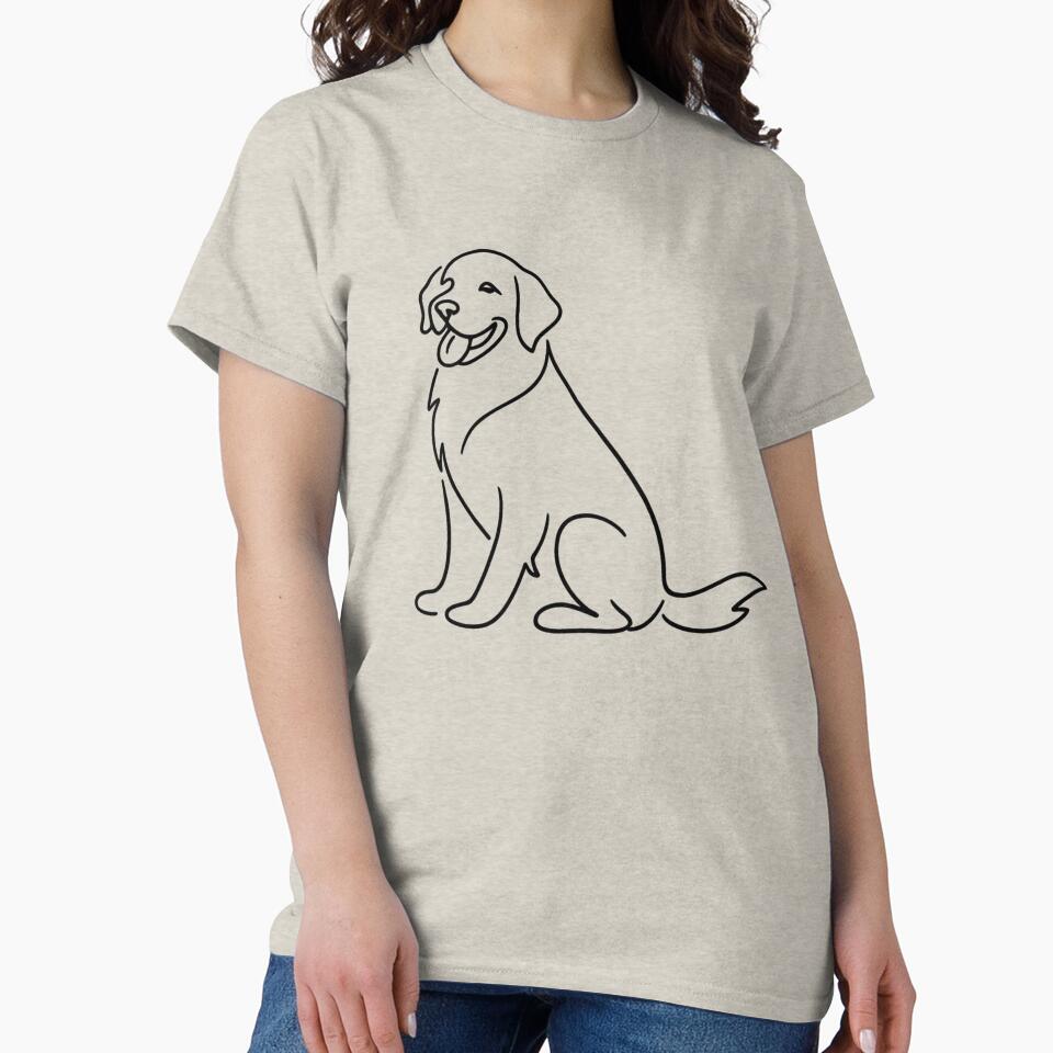 Golden Retriever Minimalist One Line Art Dog Silhouette by tineldesign