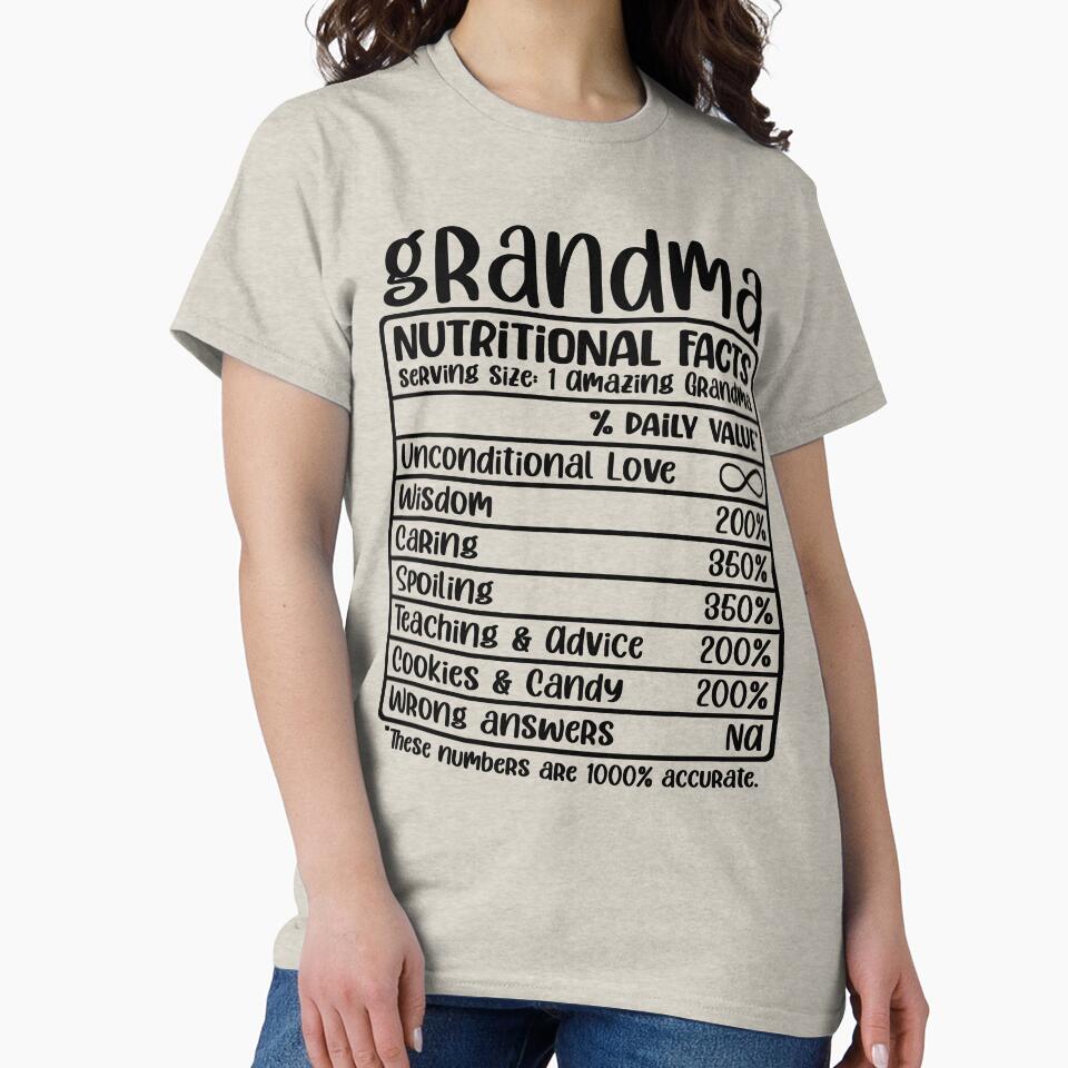 Grandma, Nutritional Facts, Funny Grandma Gift by FuntasticDez
