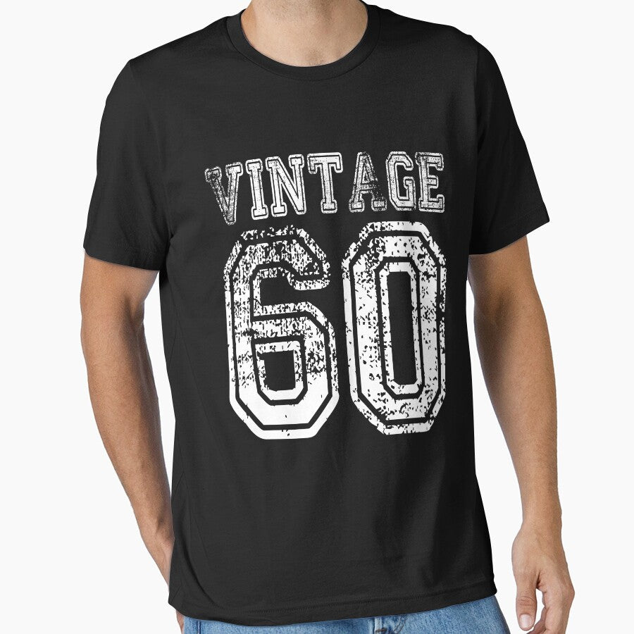 Vintage 60 2060 1960 Birthday Gift Age Year Old Boy Girl Cute Funny Man Woman Jersey Style by arcadetoystore