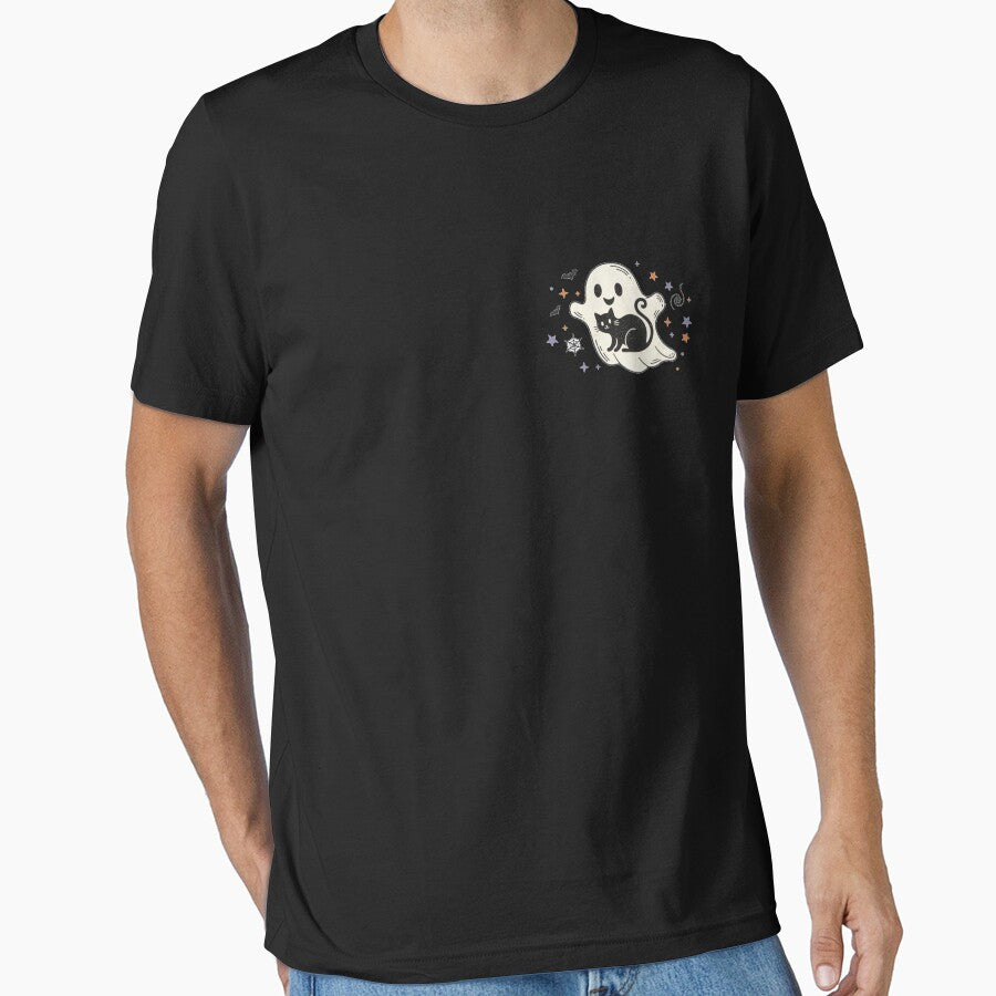 Ghost Halloween T-Shirt  Cute Ghost Cat Graphic Tee Spooky Season Shirt Vintage by VioraShopNow