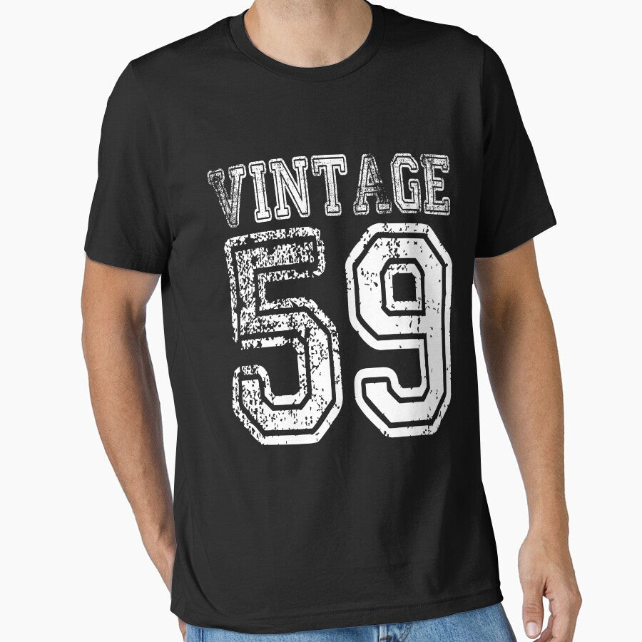 Vintage 59 2059 1959 Birthday Gift Age Year Old Boy Girl Cute Funny Man Woman Jersey Style by arcadetoystore