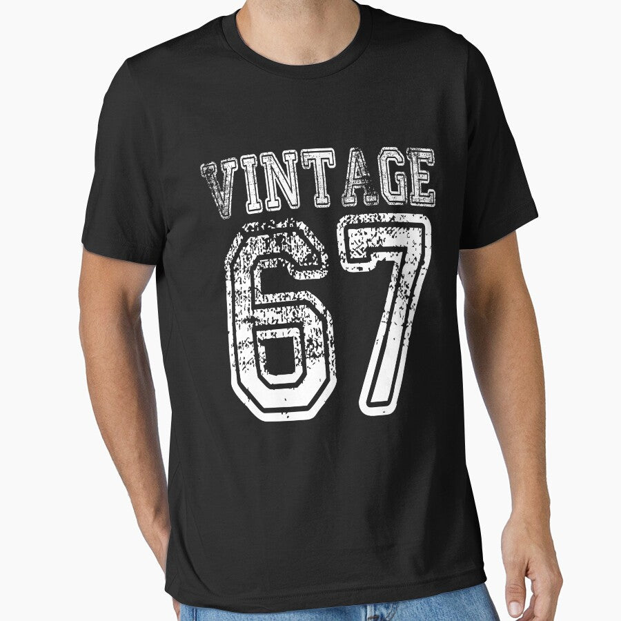 Vintage 67 2067 1967 Birthday Gift Age Year Old Boy Girl Cute Funny Man Woman Jersey Style by arcadetoystore