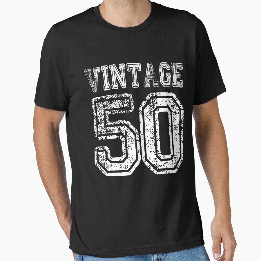 Vintage 50 2050 1950 Birthday Gift Age Year Old Boy Girl Cute Funny Man Woman Jersey Style by arcadetoystore