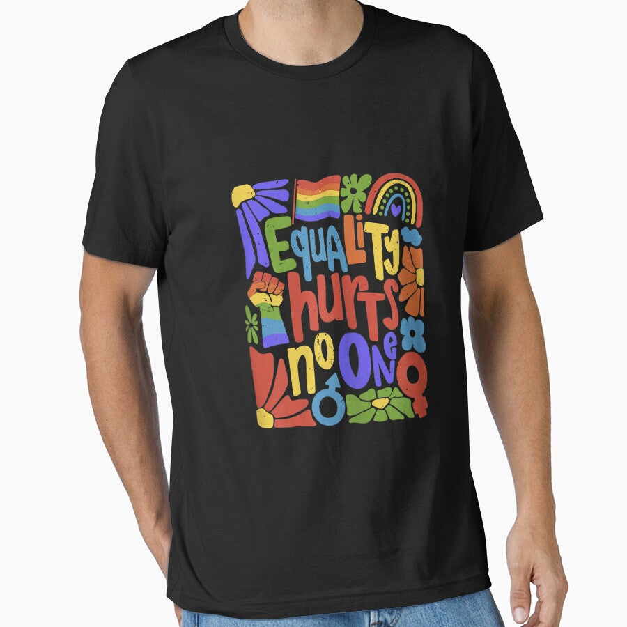 Gay Pride Equality Hurts No One Rainbow LGBTQ Retro Groovy by FrankIsabel Unisex , , , Long Sleeve Tee
