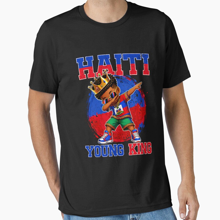 Haiti Young King Haiti Flag Melanin for Black Boys Kids Long Sleeve by KathieFaugh Unisex , , , Long Sleeve Tee