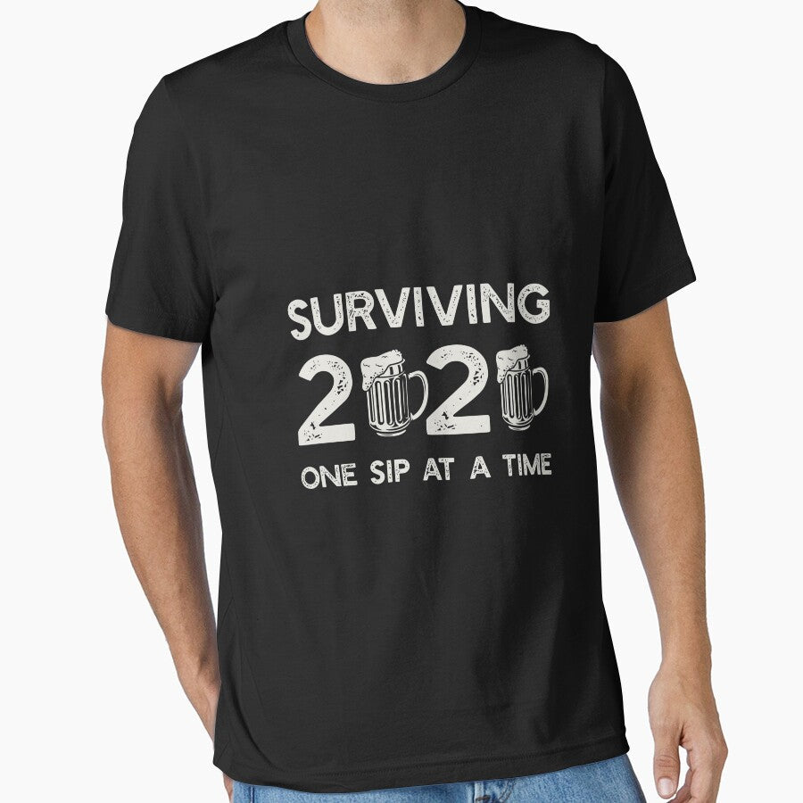 Surviving 2020 One Sip At A Time Beer Shirt Funny Quarantine Long Sleeve by telegaevel