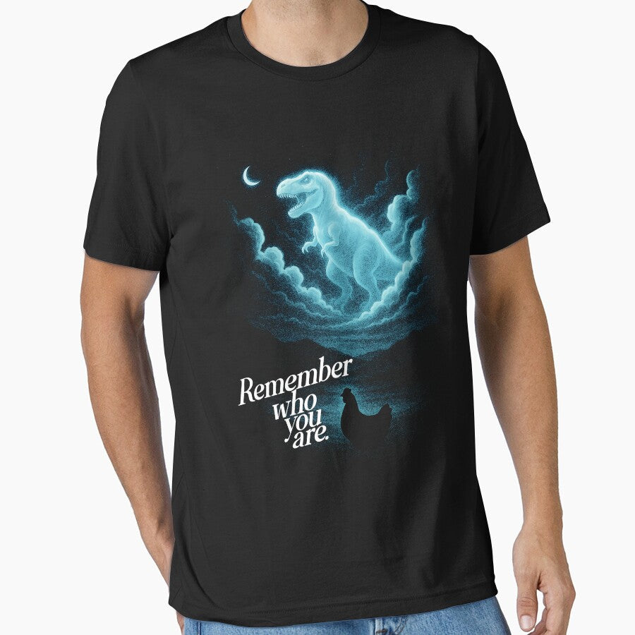 Chicken Dinosaur - Remember Who You Are Funny Evolution Joke Meme by CARBONARA LLC. Unisex , , , Long Sleeve Tee