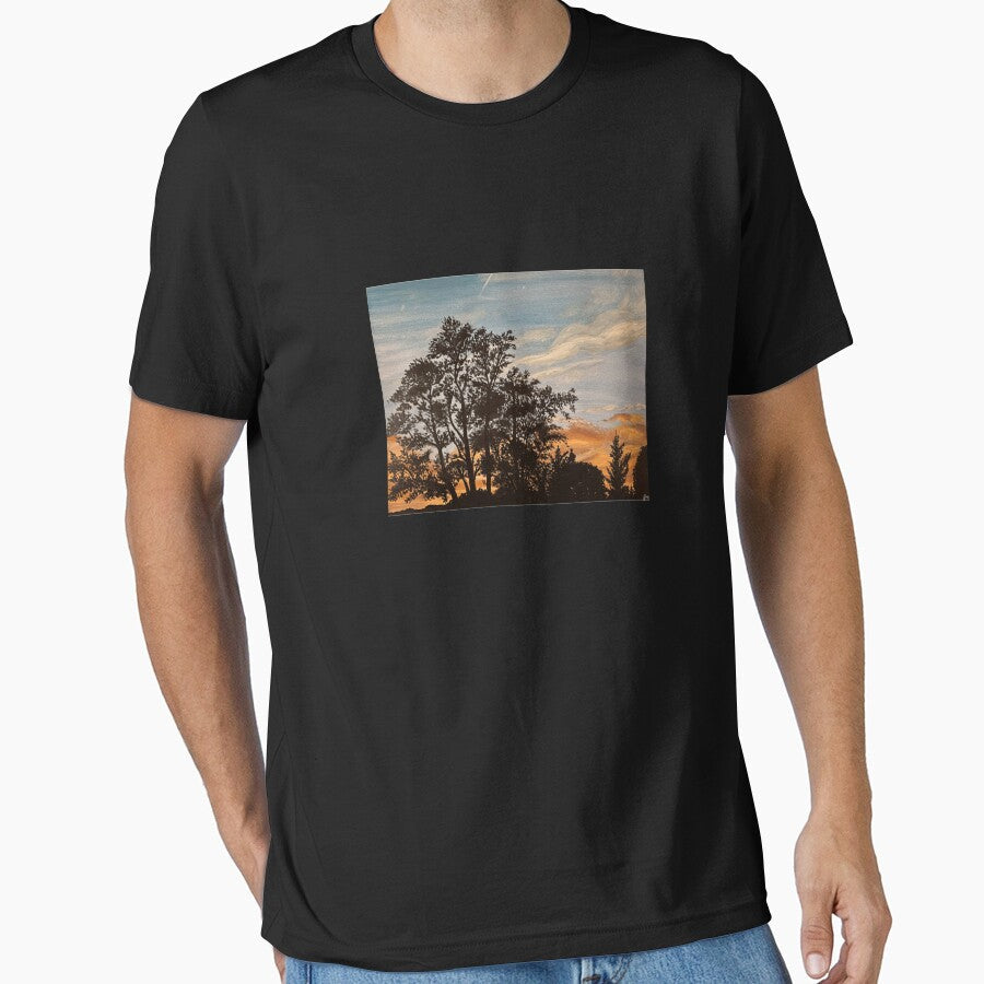 Sunset Tree Line Painting Premium by SilvanaBartheld Unisex , , , Long Sleeve Tee