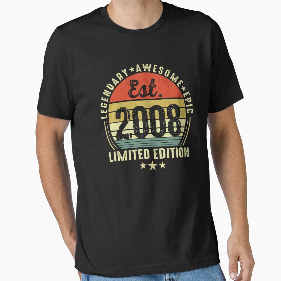 Est 2008 Vintage 18th Birthday Retro Gift by FernaRoje Unisex , , , Long Sleeve Tee