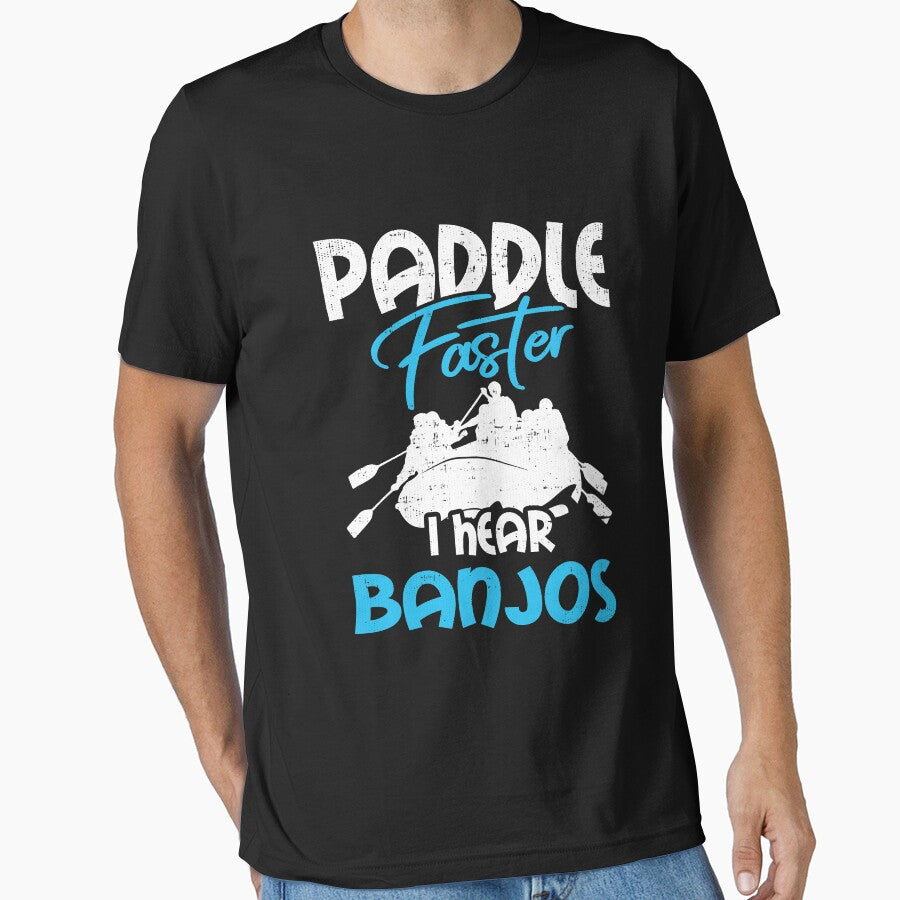 Canoe Tee For Women and Men - Paddle Faster I Hear Banjos Long Sleeve by heaneyrowe